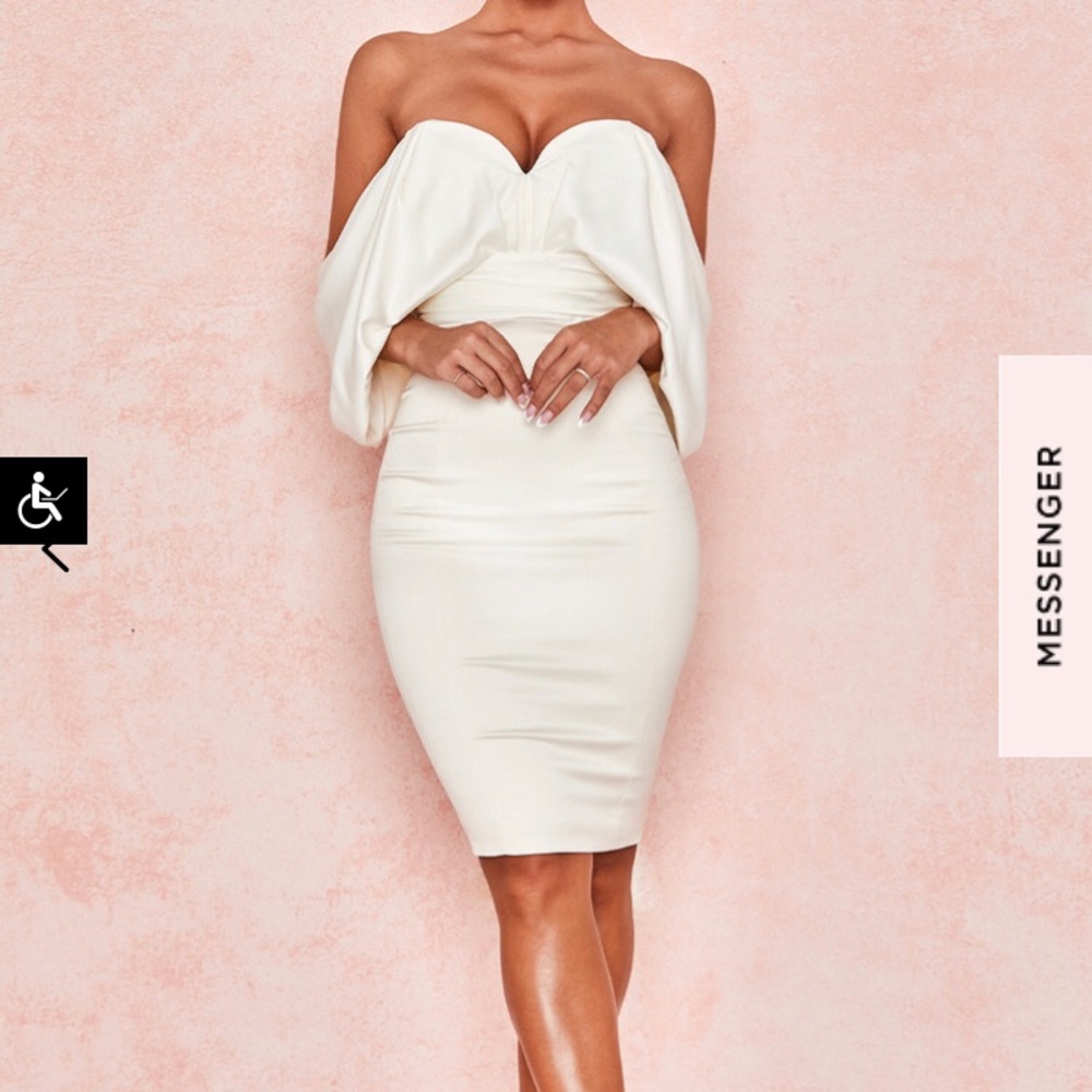 ISO!!Aisha Ivory satin strapless dress
